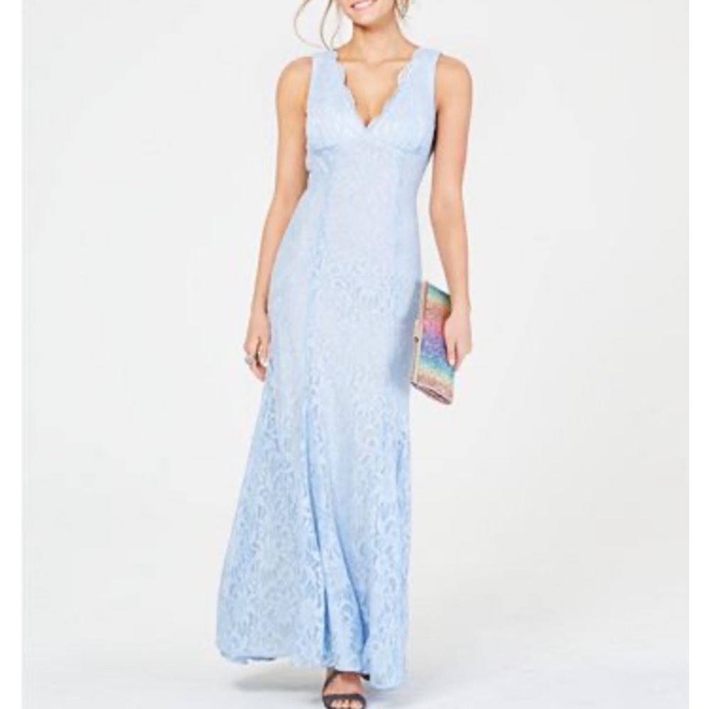 Open back glitter lace gown